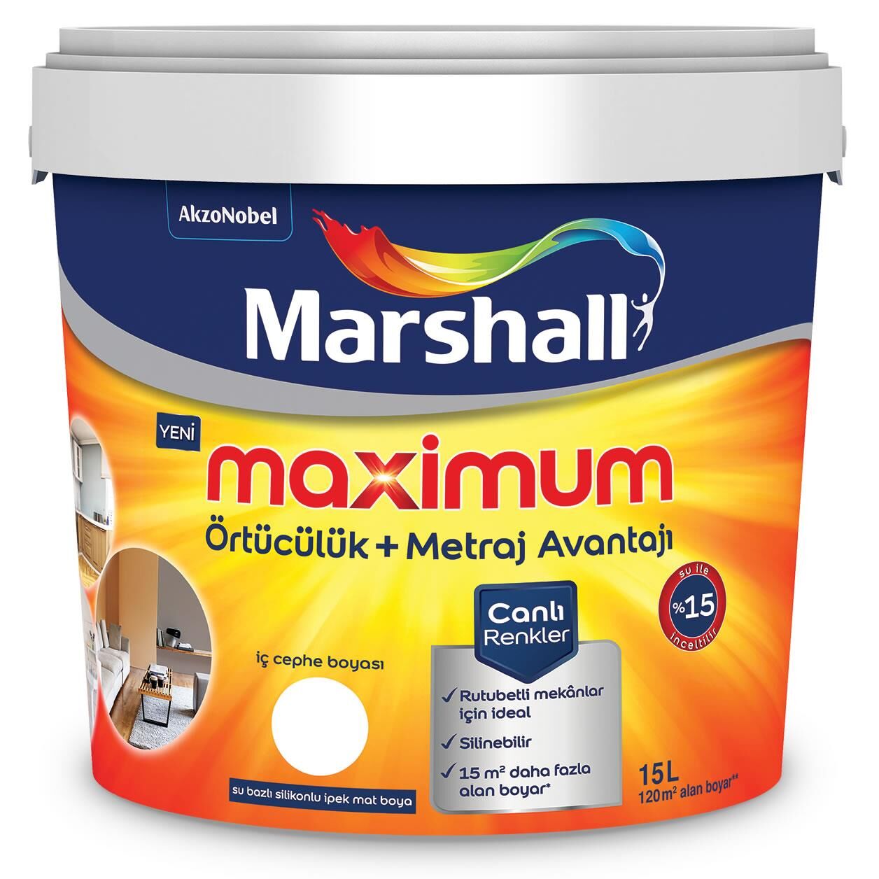 Marshall Maximum Silikonlu İpek  Mat Boya 15 L