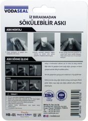 VODASEAL Siyah 3'lü İz Bırakmayan Askı, Siyah