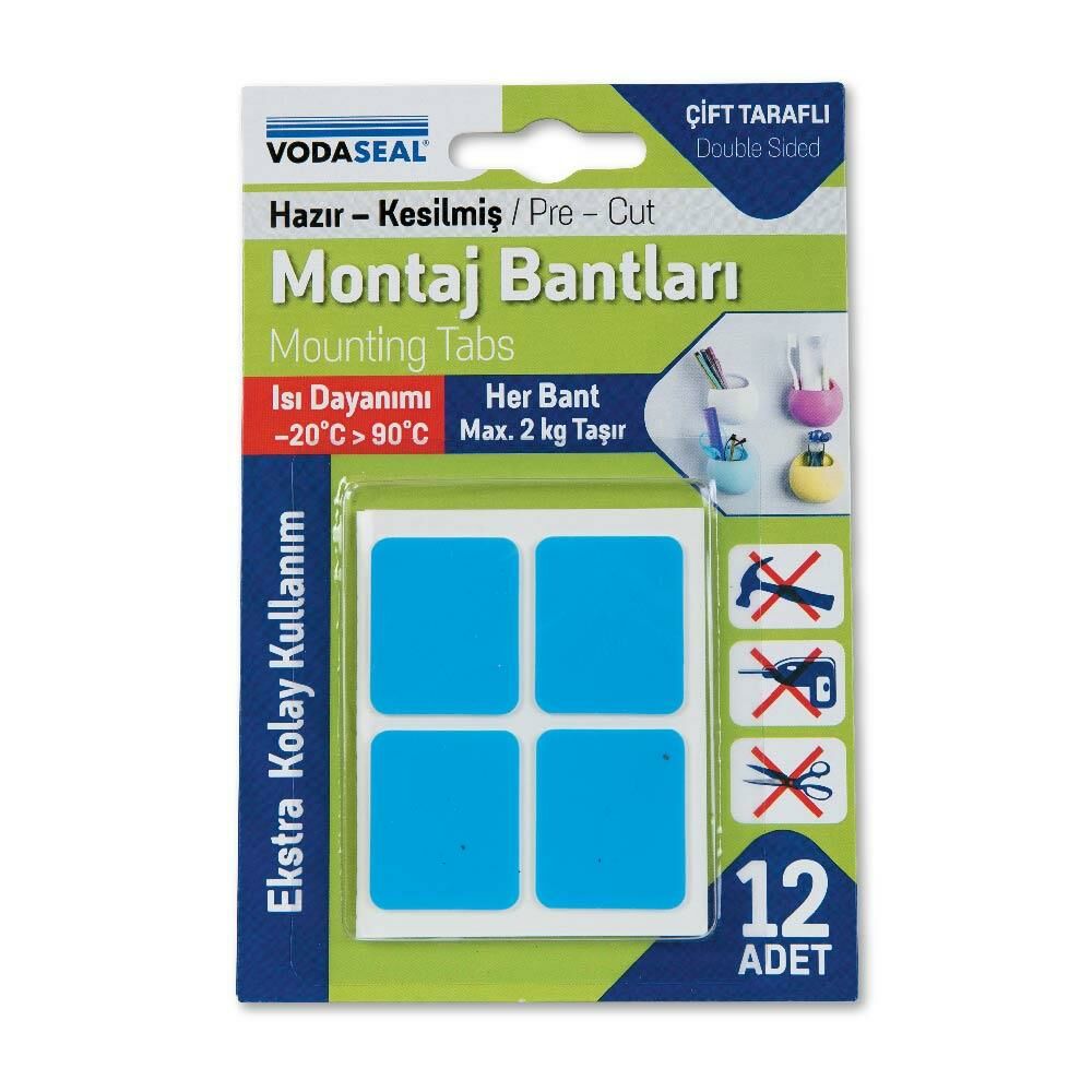 Vodaseal Montaj Bantları 12 adet - 25 mm x 30 mm - Beyaz